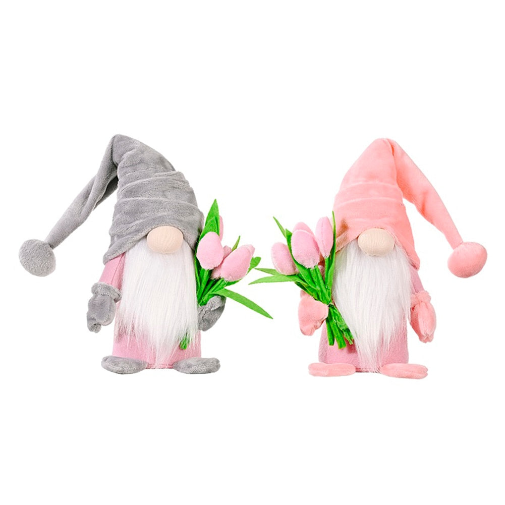 Tulip Faceless Dwarf Doll Ornament Gnome Cute Desktop Decoration Happy Mother Day Home Party Decor Toys for Christmas Gifts