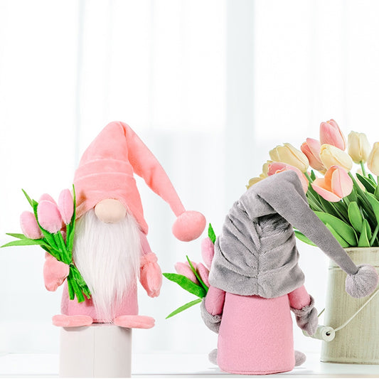 Tulip Faceless Dwarf Doll Ornament Gnome Cute Desktop Decoration Happy Mother Day Home Party Decor Toys for Christmas Gifts