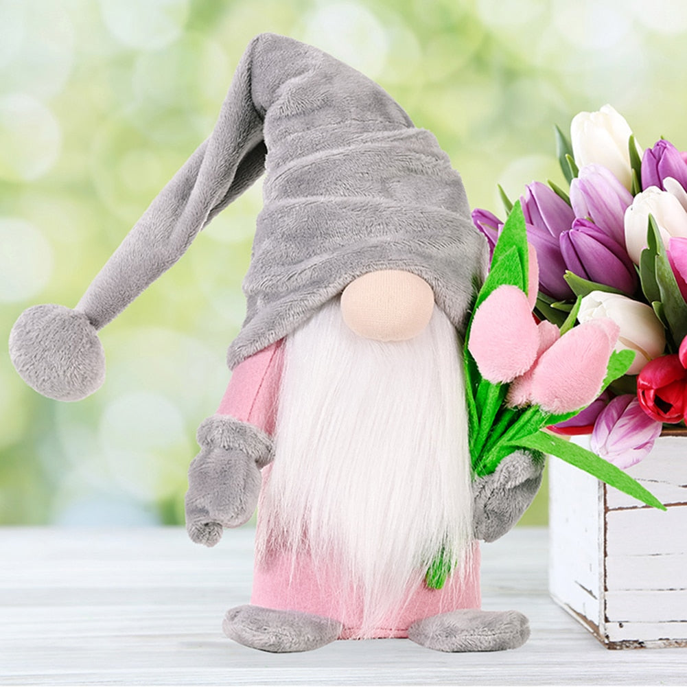 Tulip Faceless Dwarf Doll Ornament Gnome Cute Desktop Decoration Happy Mother Day Home Party Decor Toys for Christmas Gifts