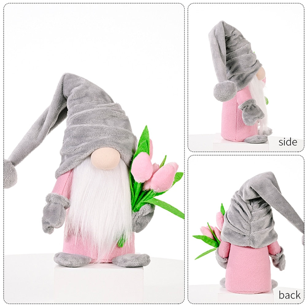 Tulip Faceless Dwarf Doll Ornament Gnome Cute Desktop Decoration Happy Mother Day Home Party Decor Toys for Christmas Gifts