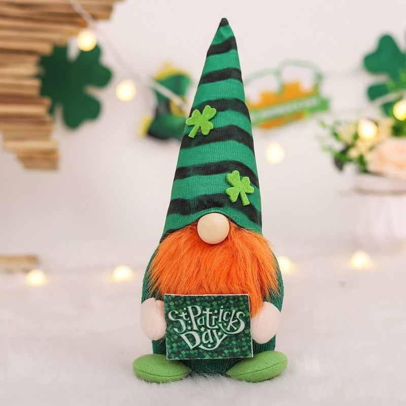 St Patrick Day Decoration Doll Green Plush Gnome Faceless Doll Irish Day Party Decor Saint Patrick Ornaments Irish Gifts