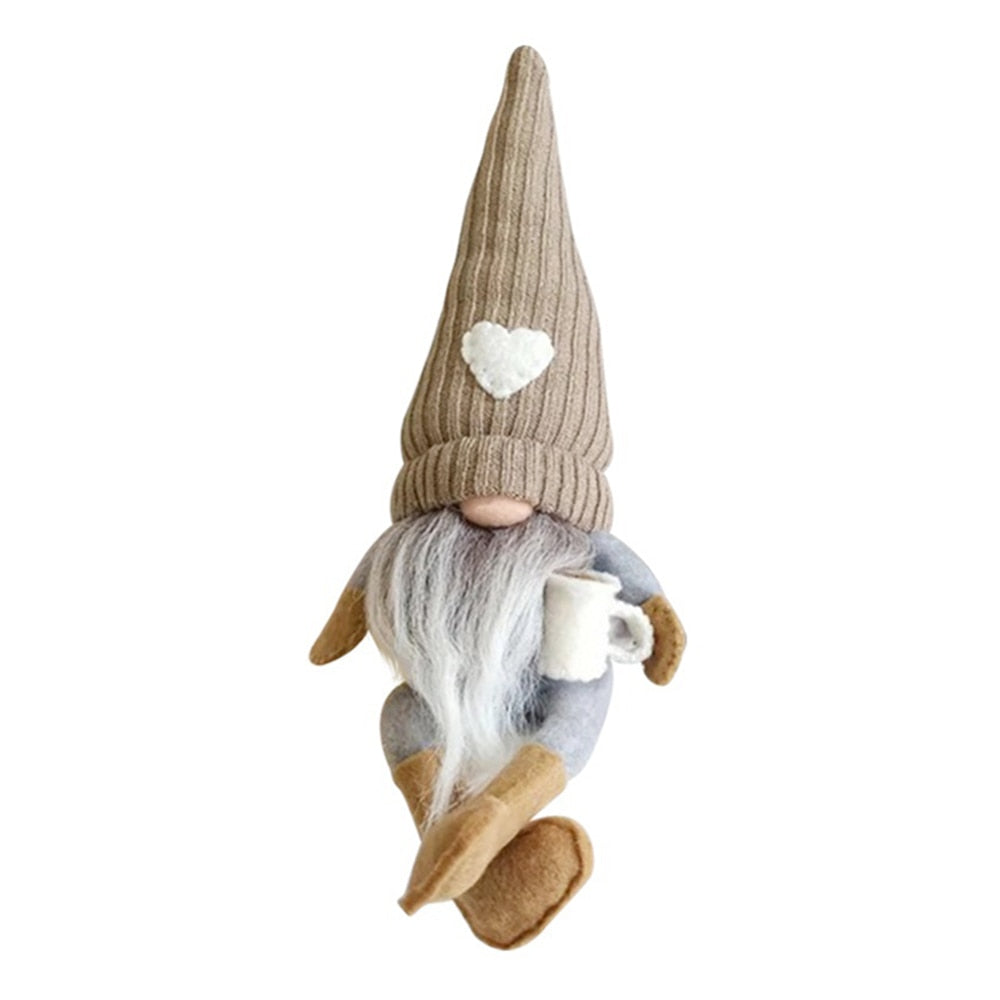 Coffee Gnome Dolls Coffee Bar Gnomes Plush Knitted Love Faceless Doll Christmas Farmhouse Kitchen Decorations