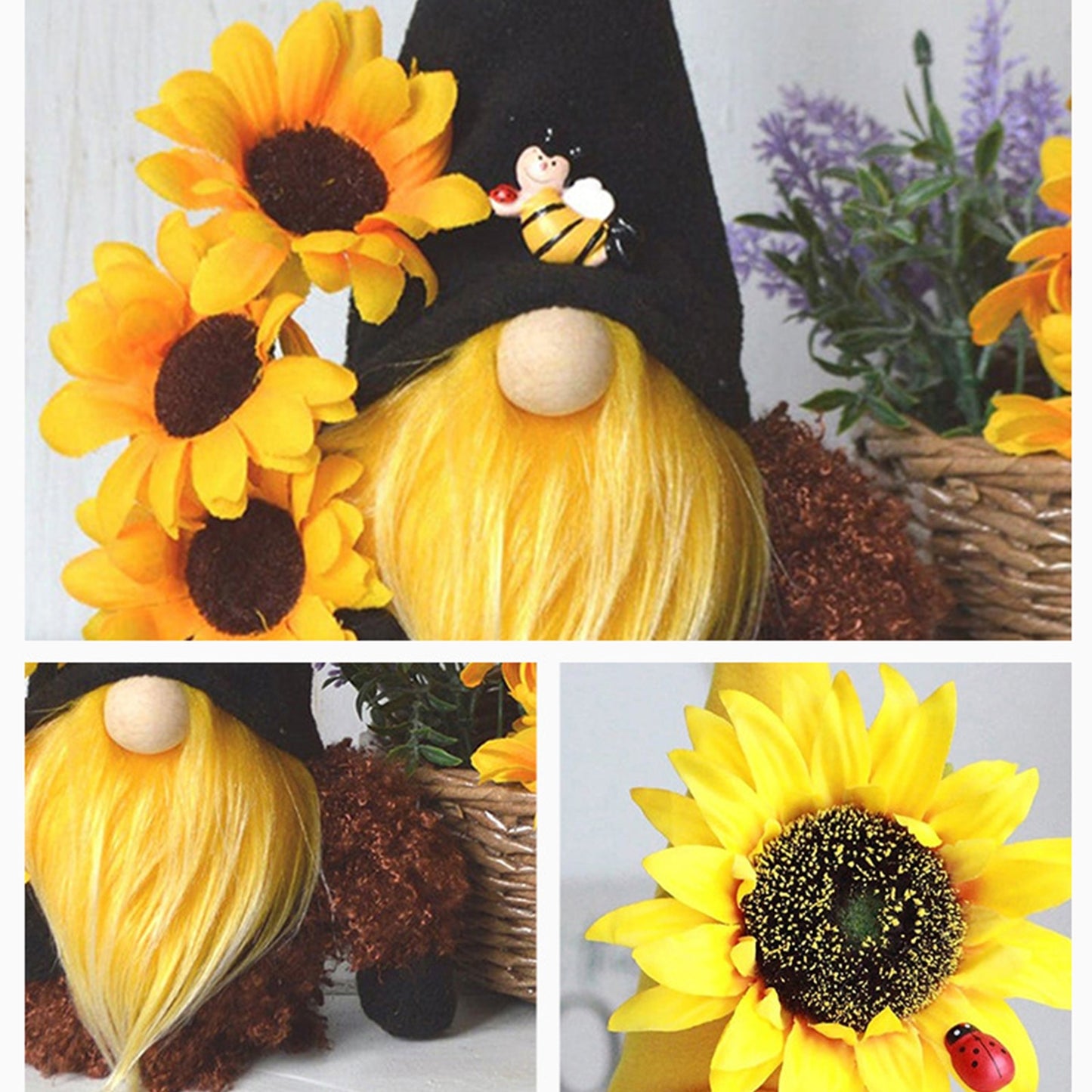 Sunflowers Faceless  Decor Ornaments Bee  Desktop Decoration Ornaments for Home Festivel Party Gifts